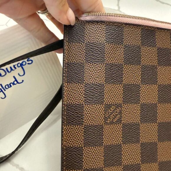 Louis Vuitton  Damier Ebene Neverfull Pochette Rose Ballerine - Picture 3 of 5